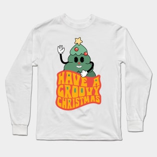 Groovy Christmas Tree Illustration - Have a Groovy Christmas! Long Sleeve T-Shirt